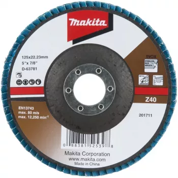 Makita - Disco de lixar - para metal, aço inoxidável, metal não ferroso - 125 mm - grão: Z40 (D-63781)
