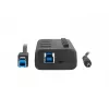Natec Mantis 2 NHU-1557 hub USB 3.0 de 4 portas, entrada USB Type-B, interruptores ligar/desligar, adaptador de corrente, preto
