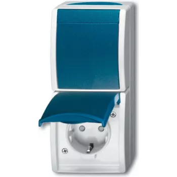 BUSCH JAEGER 2601/6/20 EBW-53 - Type F - 2P+E - azul - branco - IP44 - 250 V - 16 A