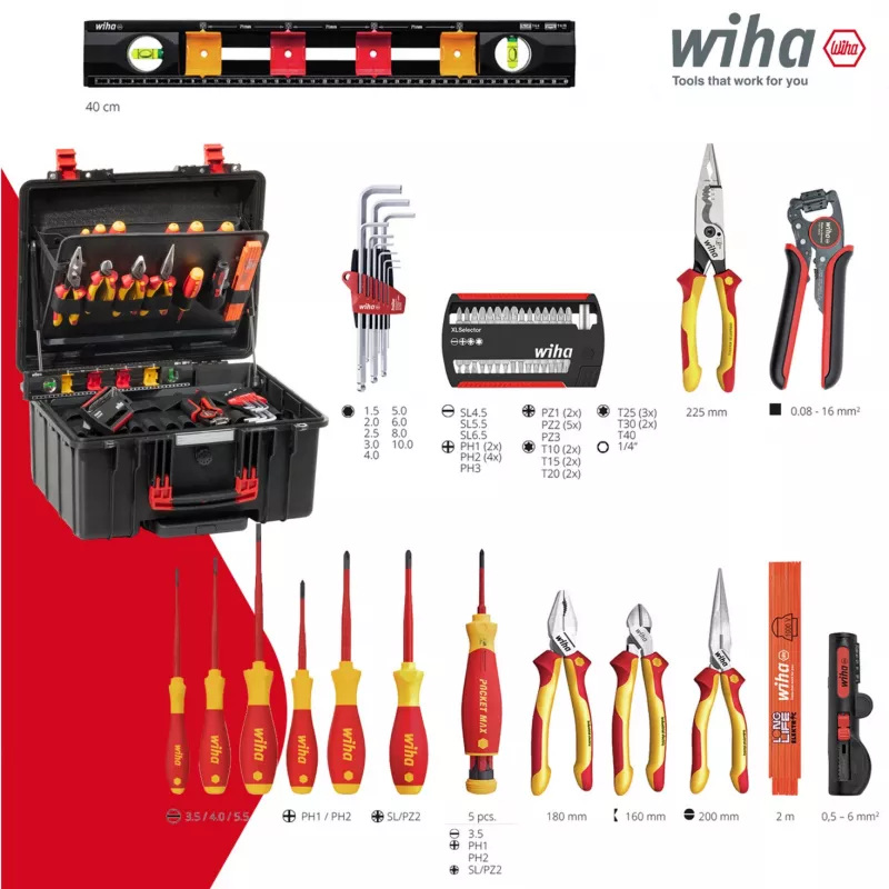 Wiha 45795 conjunto de ferramentas XL 2 Trolley electric, 60 peças, com mala trolley