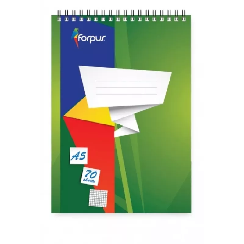 Caderno com encadernação em espiral Forpus, A5/70, quadriculado 0723-003