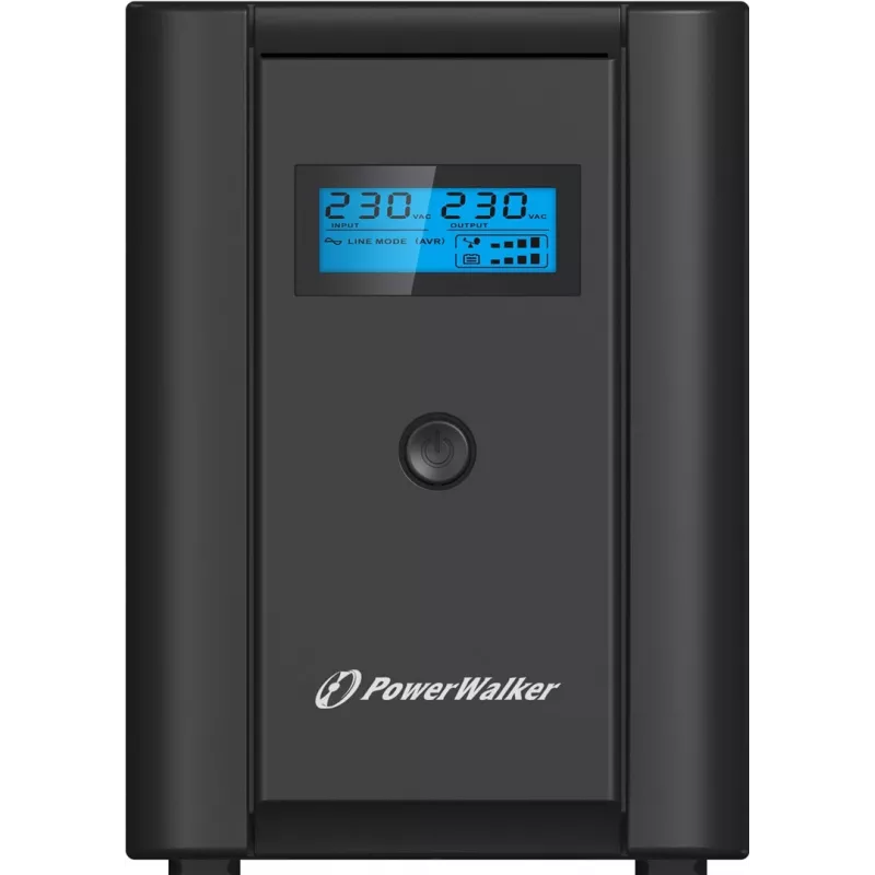 PowerWalker VI 1200 SHL UPS line-interactive 1200 VA (1,2 kVA), 600 W, 4 tomadas (2x Schuko, 2x IEC C13), USB, LCD, preto