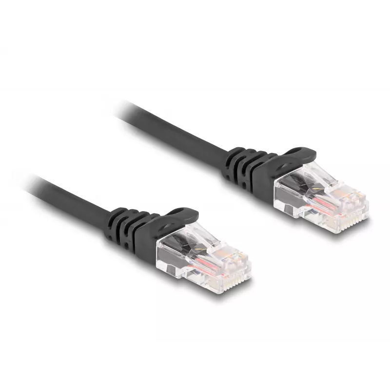 Cabo de rede DeLOCK espiral RJ45 macho para macho Cat.5e 1 m preto