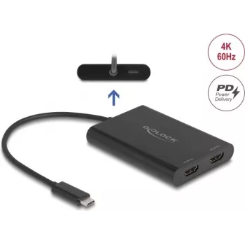 Adaptador USB Type-C para 2× HDMI 4K 60 Hz Delock 64309 (DisplayLink)