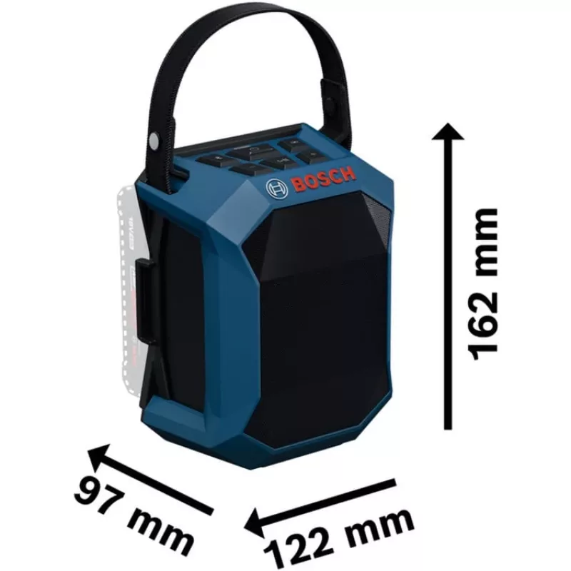 Rádio de obra portátil Bosch GPB 18V-1 solo C (06014A7000) — alimentado por bateria 18V