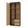 Estante de livros Top e Shop RS-80 BILY, estrutura antracite, porta carvalho Artisan, 7 prateleiras, 2 gavetas, 1800×800×350 mm