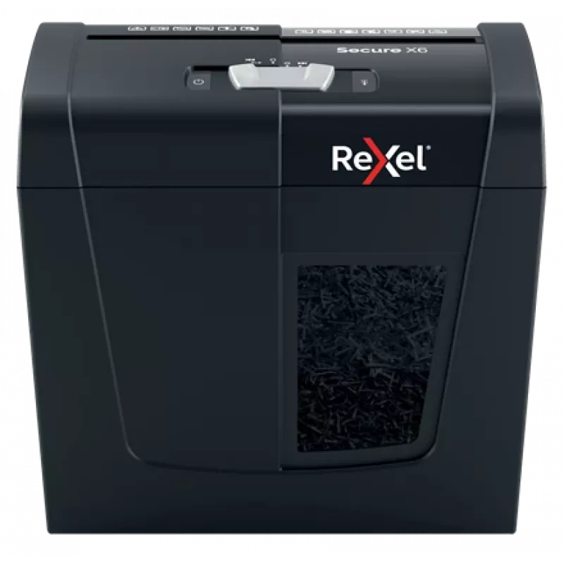 Rexel Secure X6 2020122EU destruidora de papel de corte cruzado, P-4, 4x40 mm, 6 folhas, depósito de 10 l, 70 dB, preta