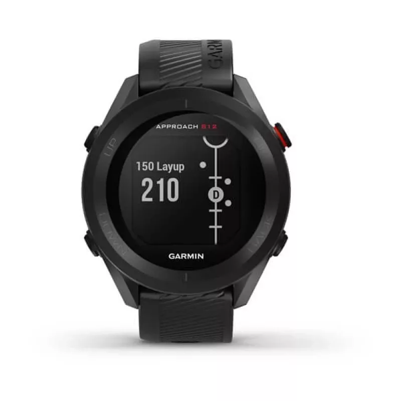 Relógio de golfe GPS GARMIN Approach S12 preto, caixa de 43 mm, bracelete de silicone, 30 h de bateria GPS