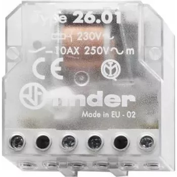 Interruptor de impulso FINDER 230VAC 26.01.8.230.0000 Série 26 para caixa de encastrar 1S 10A 26.01.8.230.0000 (260182300000)