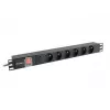 Unidade de distribuição de energia LANBERG PDU-06E-0200-BK — 6 saídas Type-E, 16 A, cabo de 2 m, rack 1HE, 220–250 V