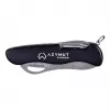 Faca de bolso AZYMUT HK20018 — multiferramenta completa, 9 funções, aço inoxidável 420J2/3CR13, fechada 11 cm, 146 g, estojo de couro, porta-chaves