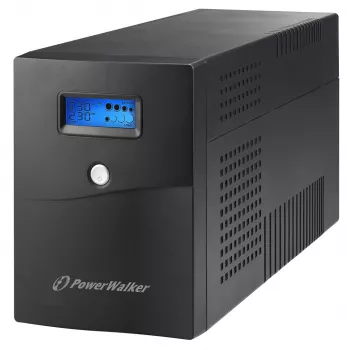 Fonte de alimentação ininterrupta PowerWalker VI 3000 SCL — UPS Line-Interactive 3 kVA / 1800 W, 230 V, bateria 9 Ah, LCD, torre, preto