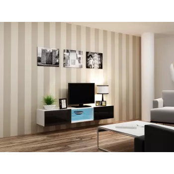 Suporte de TV Cama VIGO GLASS 30/180/40 branco/preto brilhante