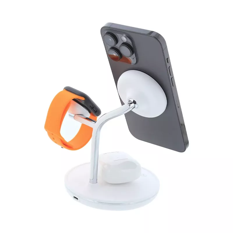 Carregador de mesa sem fios Tellur TLL151391 3em1 MagSafe carregamento rápido para smartphone, relógio e auscultadores