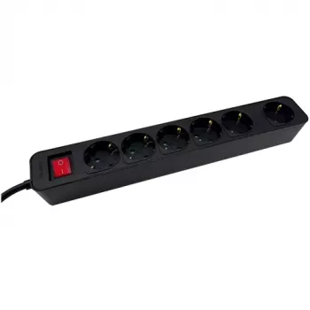 Extensão de energia M-Cab POW0027 3m 6 tomadas AC 16A interior preto