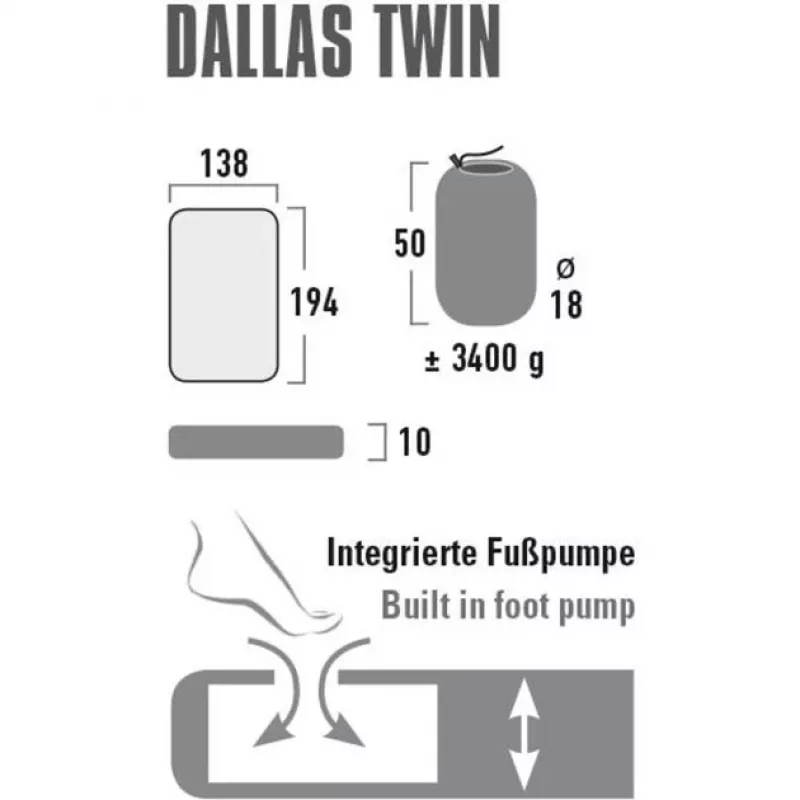 Colchão de ar de campismo Dallas Twin 41033 (citronela)