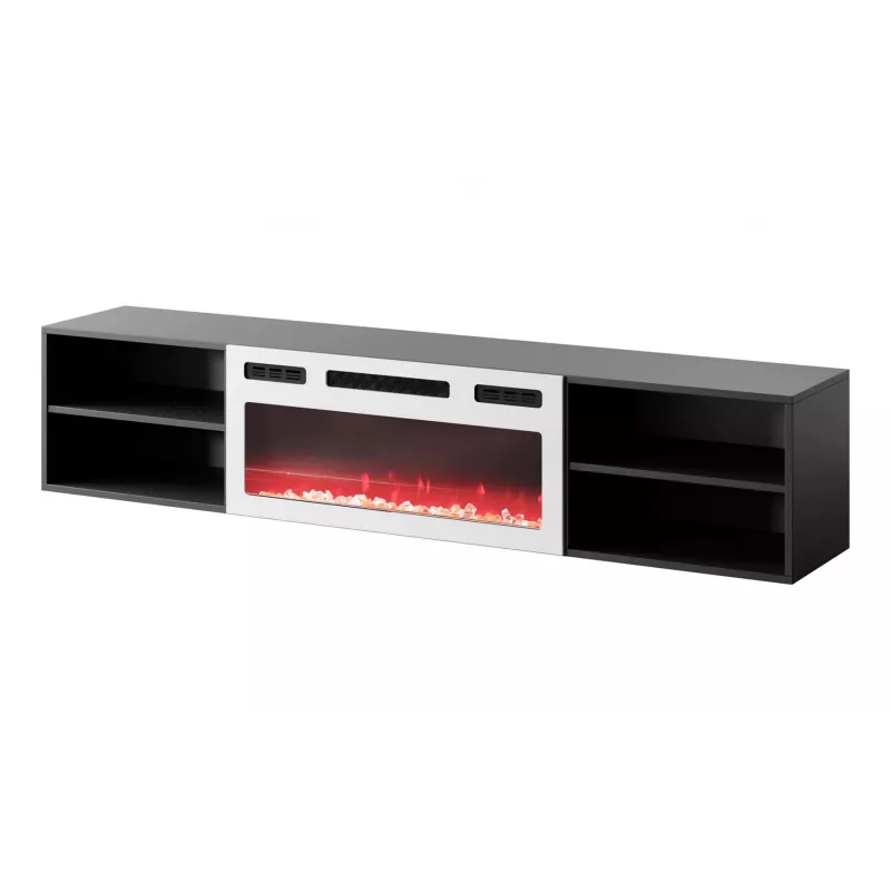Móvel de TV POLO 180x33x39 preto + lareira branca