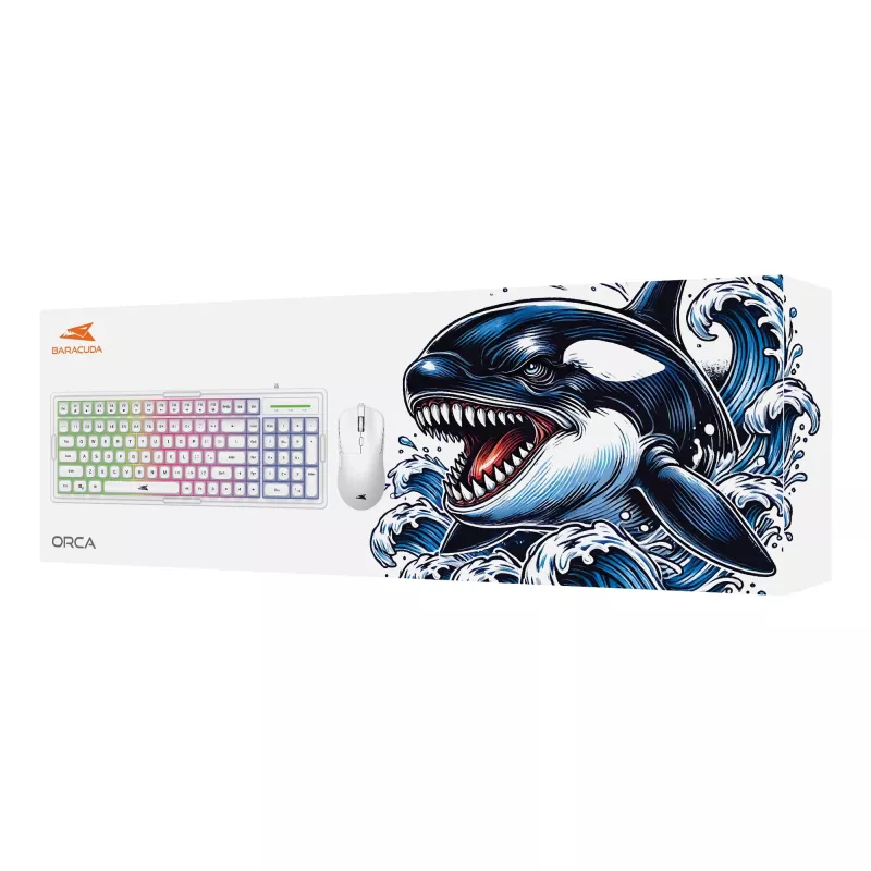 Conjunto teclado e rato Baracuda BGC-012 Orca White – conjunto de teclado e rato branco