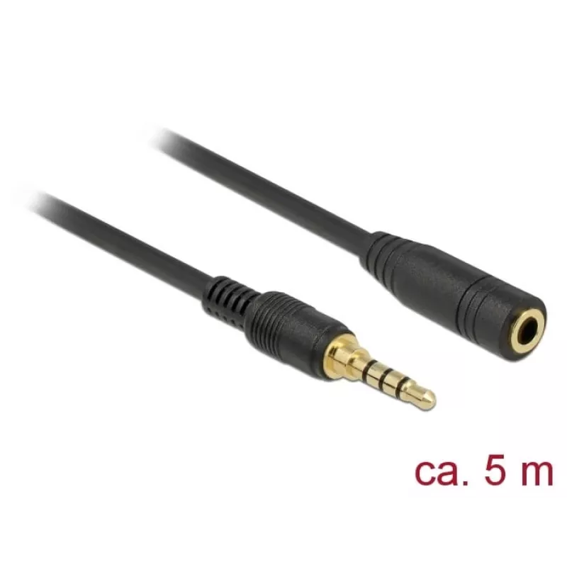 Cabo de áudio DeLOCK 85635 3,5 mm macho para fêmea 5 m preto