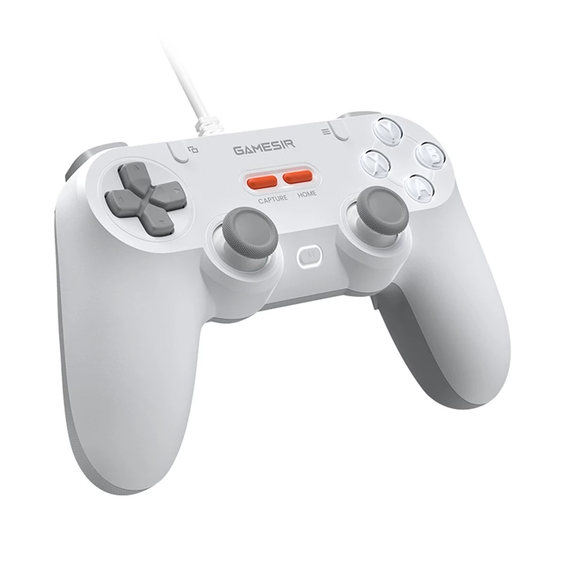 Comando gaming com fios GameSir T3 Lite WT branco – comando com fios ergonómico, compatível com PC