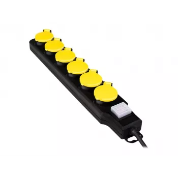Extensão de energia LogiLink LPS256 1.5m 6 tomadas AC exterior preto amarelo