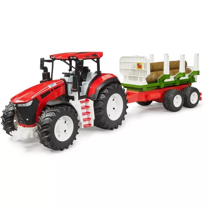 Trator BRUDER com atrelado de madeira BR-03453 – brinquedo mecânico, compatível com figuras Bruder