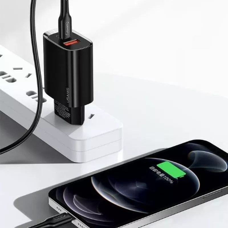 Carregador usams T35 20W PD3 USB-C para USB adaptador de carregamento rápido