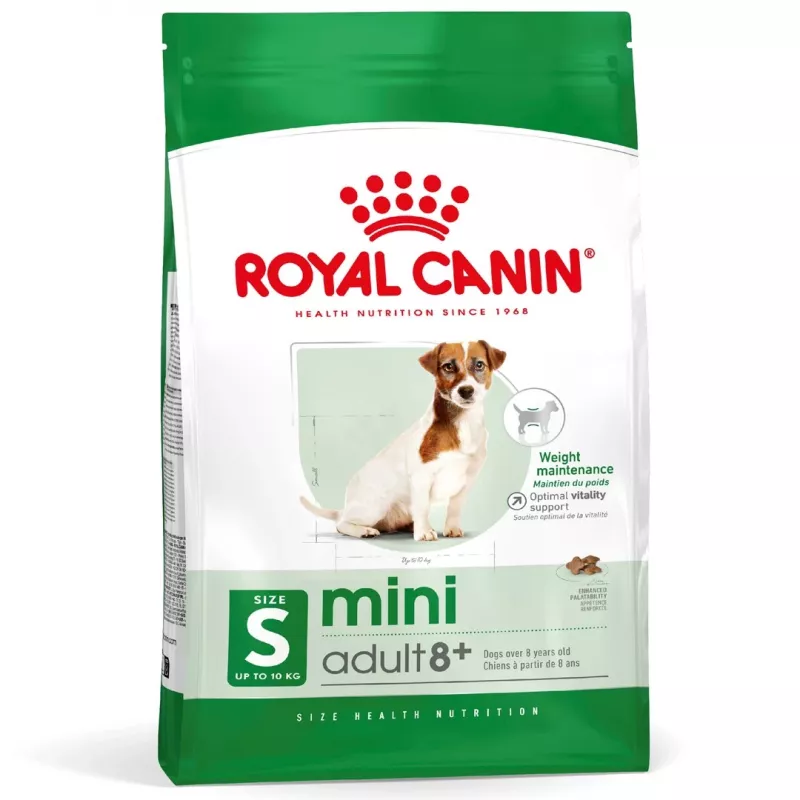 Ração seca para cães Royal Canin Mini Adult 8+ Senior aves e arroz legumes, 8 kg, para raças pequenas (5–10 kg)