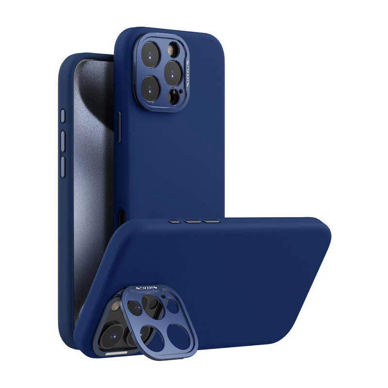 Capa de proteção magnética Nillkin LensWing para Apple iPhone 16 Pro Max — azul, compatível com MagSafe, rebordo elevado da câmara