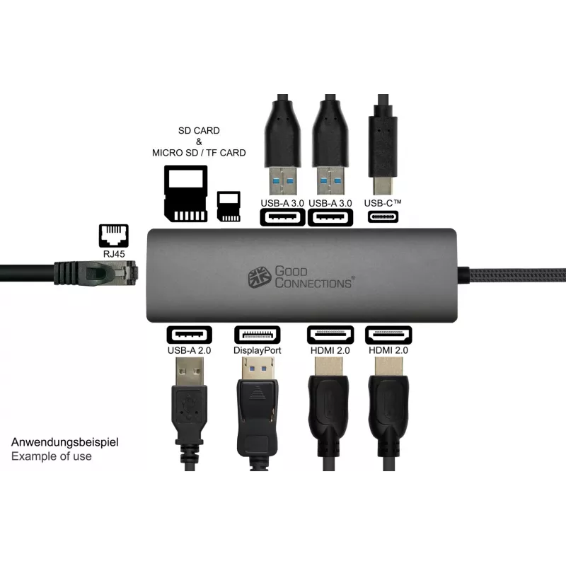 Alcasa HUB-C001A Hub de interface USB Type-C 5000 Mbit/s antracite