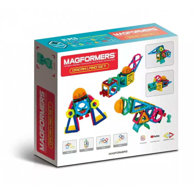 Blocos magnéticos MAGFORMERS Drea Land — conjunto de construção magnético de 31 peças para brincadeira criativa