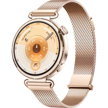 Smartwatch HUAWEI WATCH GT6 1,32 polegadas AMOLED, 41 mm, aço inoxidável, dourado, bracelete Milanese, IP69, bateria de 14 dias