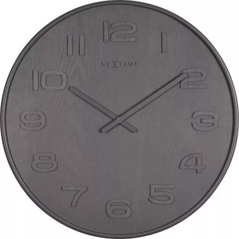 NeXtime Relógio 3095gs Wood Wood Big, Ø52,8 cm, parede, cinzento
