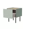 Mesa de cabeceira Cama Meble FELLINI 40x41x60, verde-oliva com tampo de carvalho oleado, 1 gaveta, pack de 2
