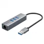 Adaptador USB 3.0 extra digital CA913374 — hub 3 portas USB para RJ45, cabo de 0,15 m
