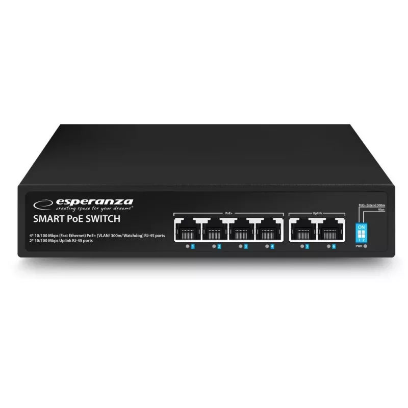 Esperanza ENS105 Switch PoE de 6 portas 10/100 60W