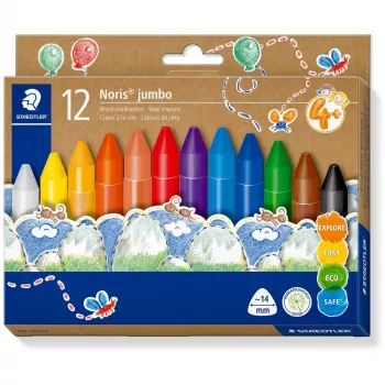 Lápis de cera Staedtler Noris Jumbo — 12 cores, não tóxico, tamanho jumbo
