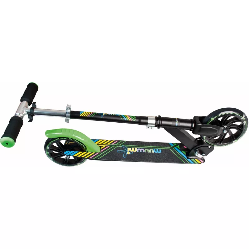 Trotinete Muuwmi Aluminium NEON 180 mm com luzes — deck de alumínio, rodas de 180 mm, luzes LED integradas