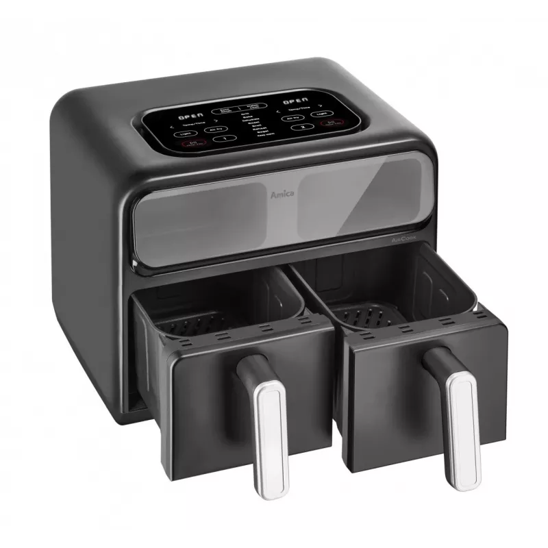 Fritadeira de ar dupla Amica AFM 7020, 8 L, 2400 W, preta