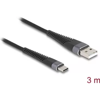 Cabo USB DeLOCK USB 2.0 3m USB A USB C preto 81123