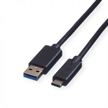 ROLINE - cabo USB - USB Type-C (macho) - USB Type-A 9 pinos (macho) - 1 m (USB 3.1) - moldado - preto (11.02.9011)