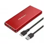 Caixa para SSD QOLTEC 51831 USB 3.0 para unidades M.2 SATA até 2 TB, vermelha, suporta 30 mm de comprimento, até 4 unidades