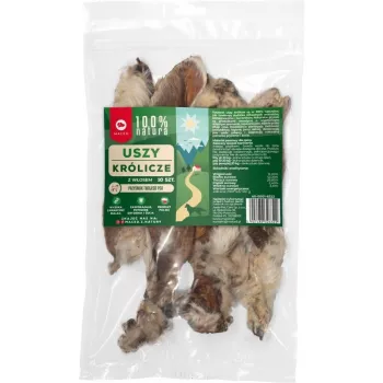 Snacks para cães MACED Orelhas de coelho com pelo, pack de 10 – snack natural para mastigar para cães, adultos, higiene dentária