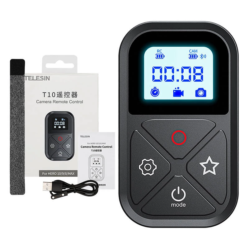 Comando Telesin GP-RMT-T10 para GoPro Hero 13/12/11/10/9/8 MAX — alcance sem fios (não indicado)
