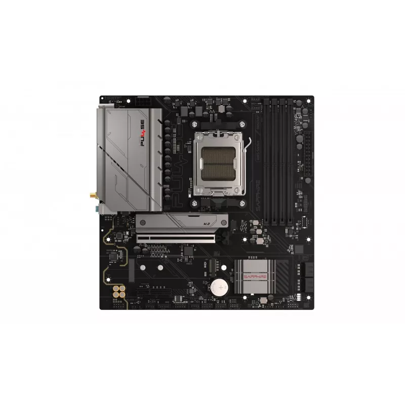 Motherboard Sapphire PULSE B850M WIFI — AMD B850 micro ATX, Socket AM5, DDR5 até 7600 MHz, 4 DIMM, 192 GB, Wi-Fi 6, 2.5GbE
