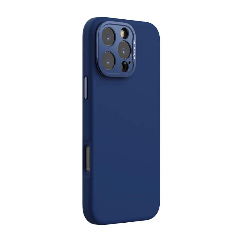 Capa de proteção magnética Nillkin LensWing para Apple iPhone 16 Pro Max — azul, compatível com MagSafe, rebordo elevado da câmara