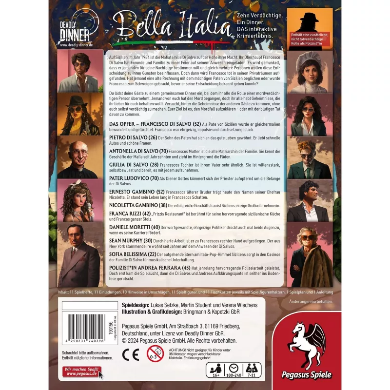 Deadly Dinner - Bella Italia, jogo de tabuleiro