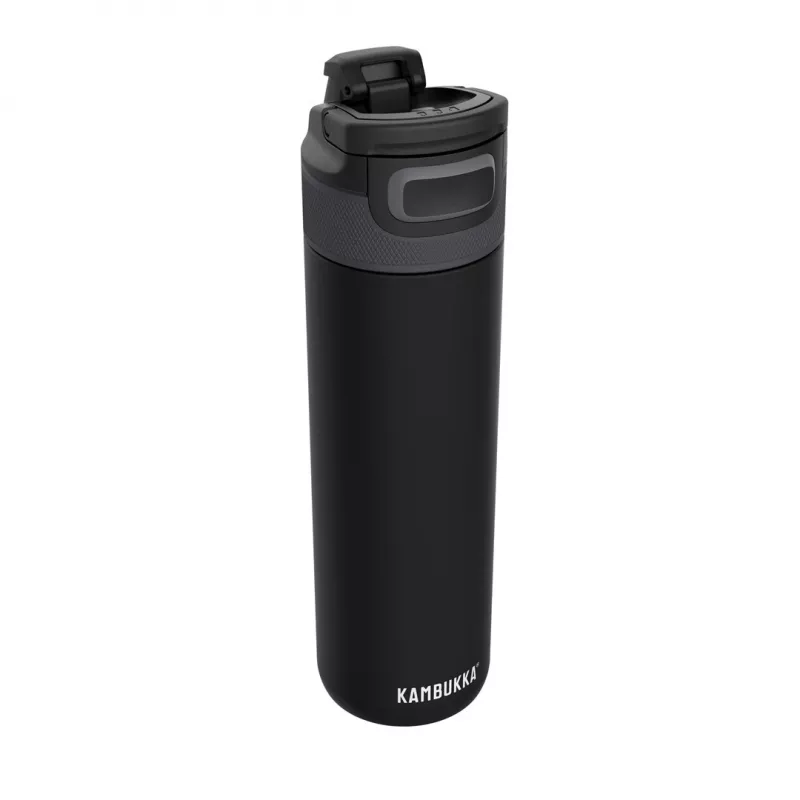 Garrafa isotérmica Kambukka ELTON 600 ml — preto, aço inoxidável de parede dupla, isolamento a vácuo, à prova de fugas