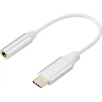 Renkforce RF-6056890 Adaptador USB-C® / jack [1x USB-C® - 1x áudio, estéreo (jack 3,5 mm)] branco fichas de alumínio 0,1 m (RF-6056890)