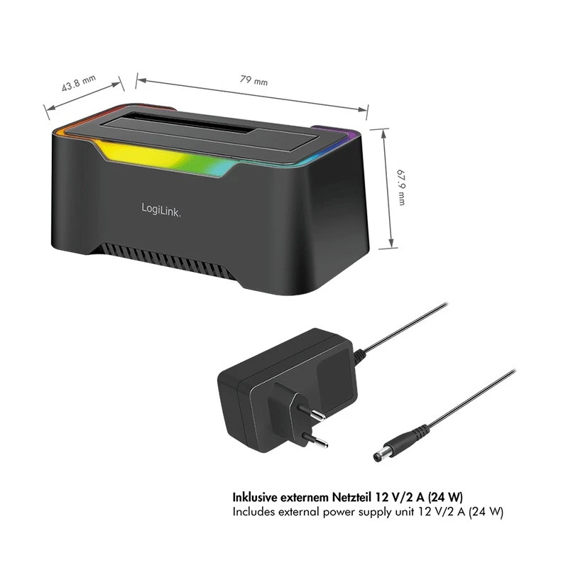 Docking station para disco rígido LogiLink Quickport USB 3.2 1 porta para 2,5/3,5 SATA (QP0035)